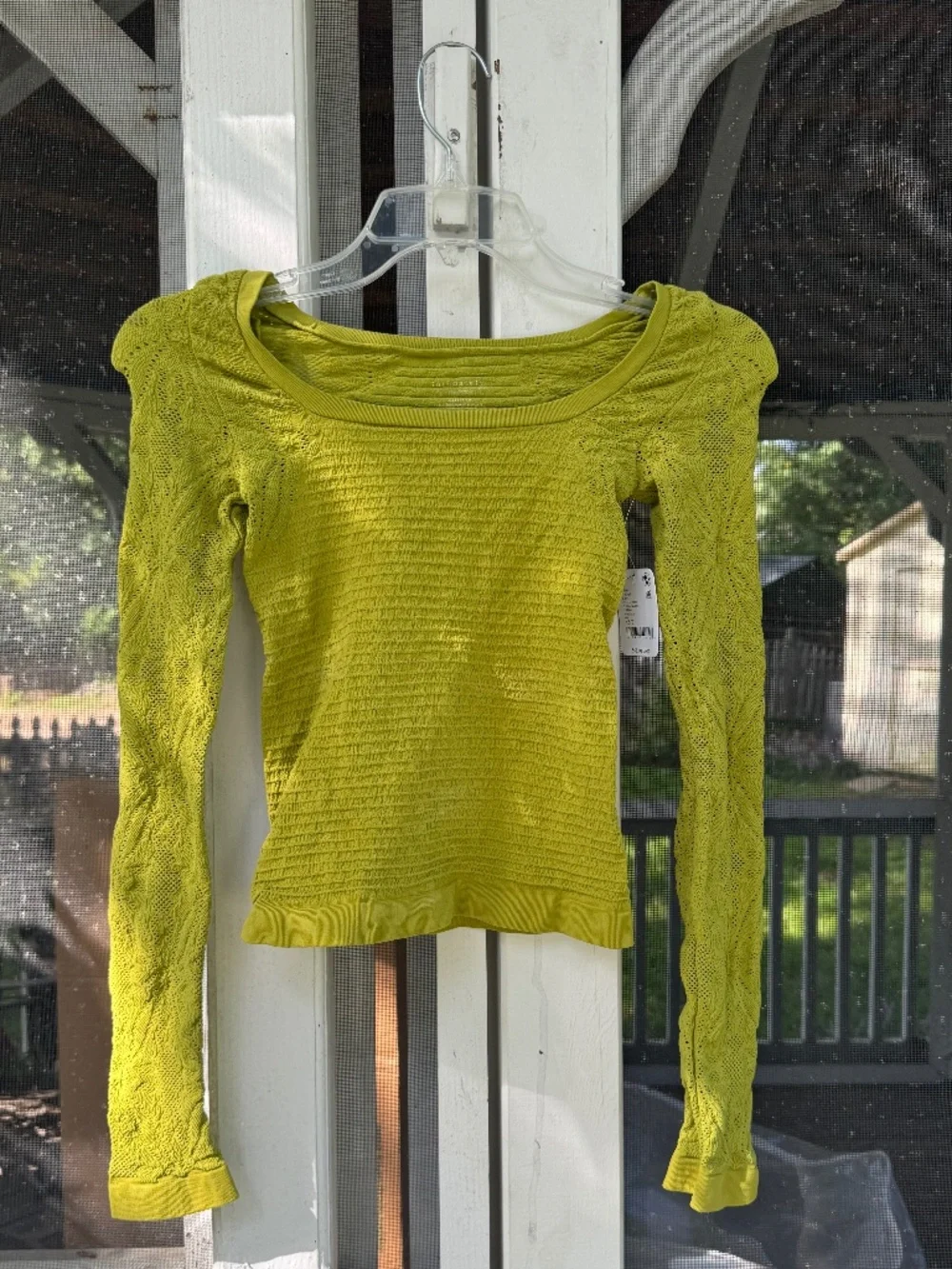 NWT Intimately Free People So Many Likes Long Sleeve Top - Chartreuse Textured